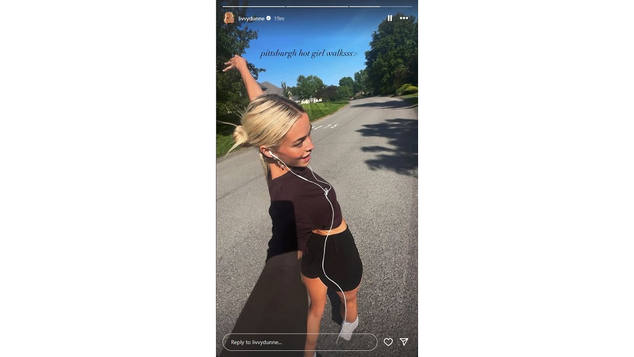 Livvy Dunne does her morning walk (livvydunne/Instagram)